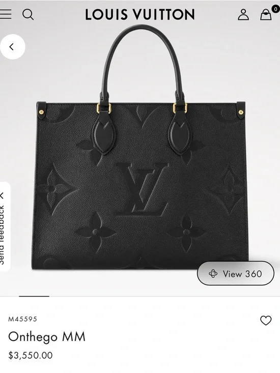 Louis Vuitton Black Embossed Monogram OnTheGo MM Tote-Like New - Picture 14 of 15